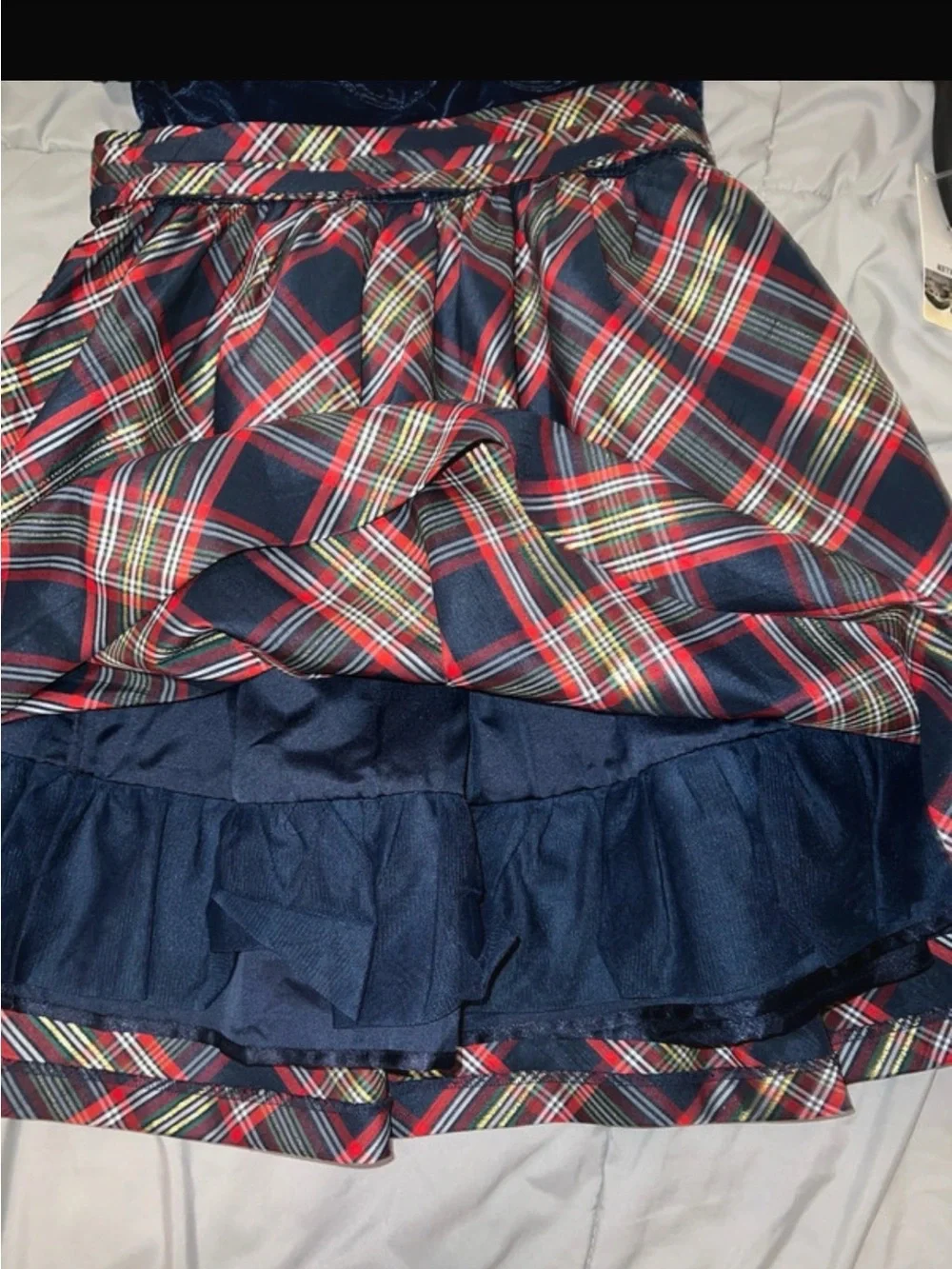 Kids Gymboree Navy Velvet Top Red Plaid Holiday Dress